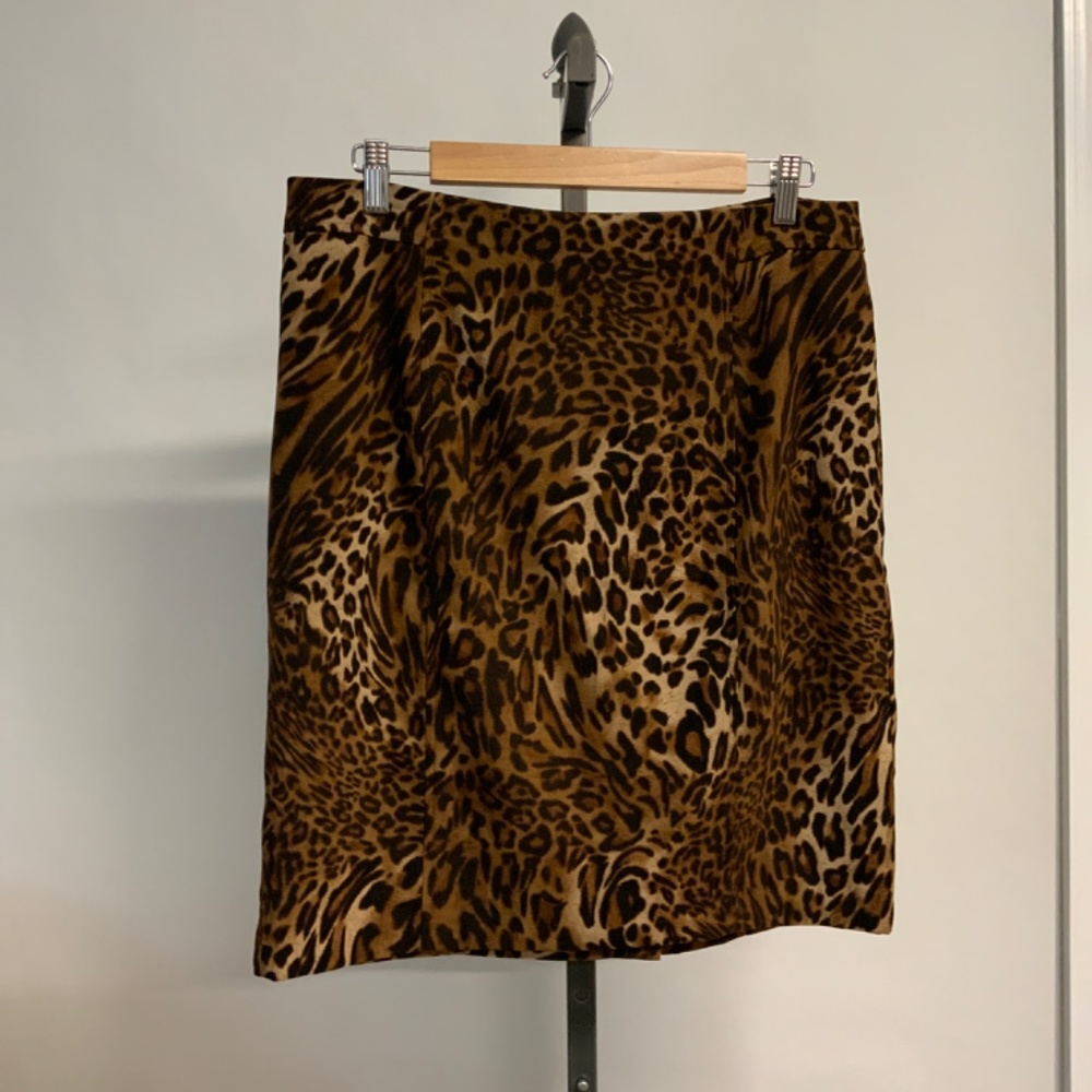 Laura Scott Leopard Animal Print Skirt – Brown/Tan- Size 12 - Picture 2 of 10